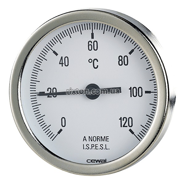 Термометр биметаллический аксиальный Cewal PSZ 63 G (Ø63mm 0-120°C L-50)