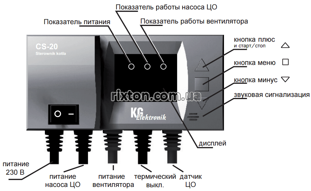 Автоматика для твердопаливних котлів KG Elektronik CS-20