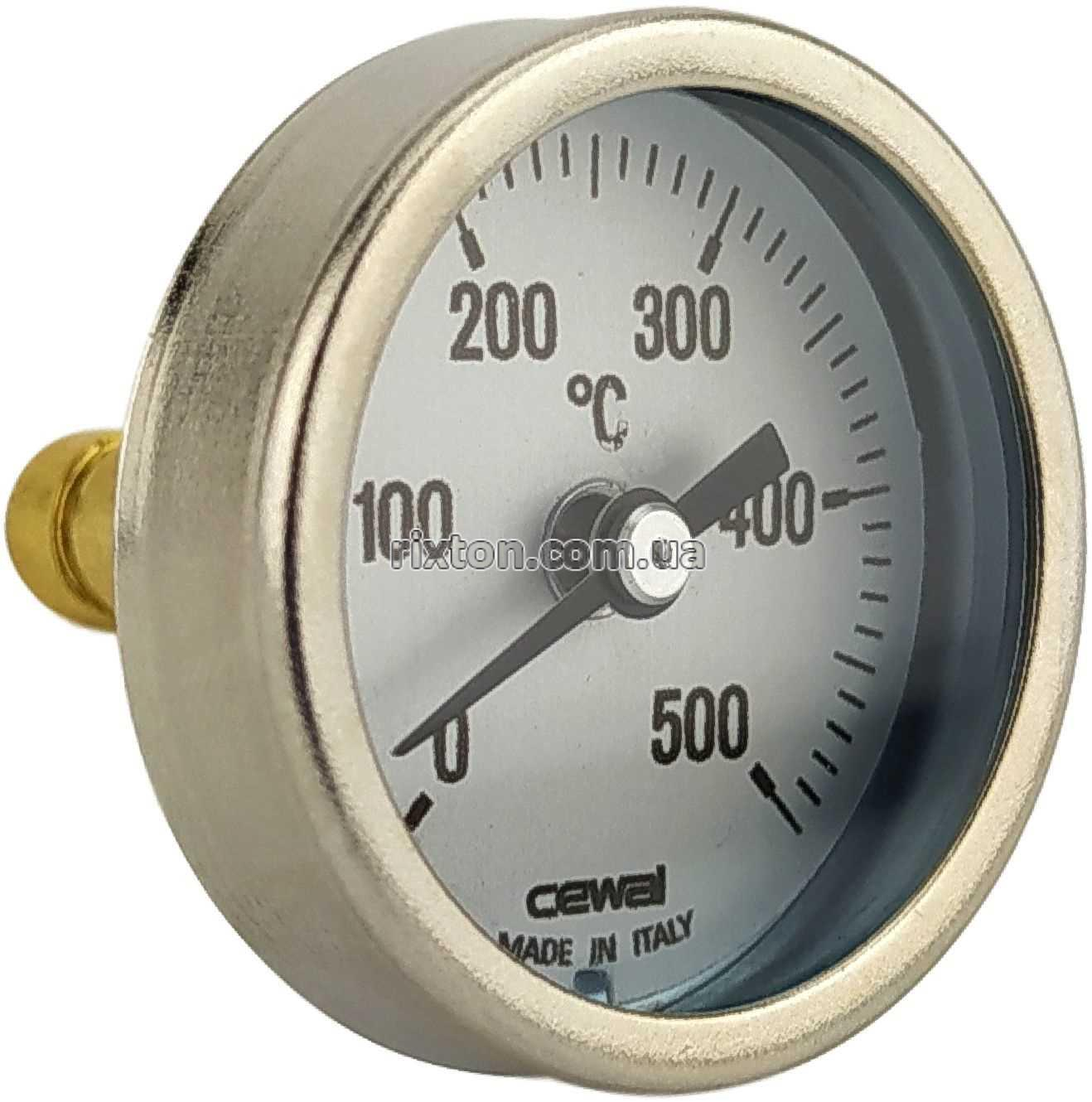 Термометр біметалічний аксіальний Cewal PSZ 40 ST (Ø40mm 0-500°C L-34)