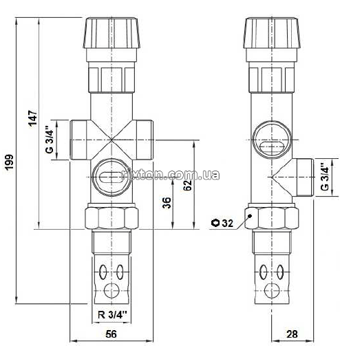 Клапан захисту від перегріву двоходовий термостатичний Regulus DBV1