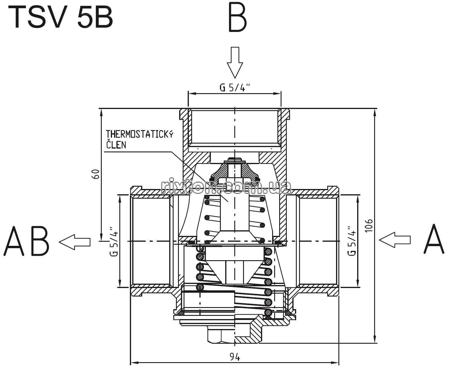 Триходовий змішувальний клапан Regulus TSV5B 55°C DN32 1 1/4