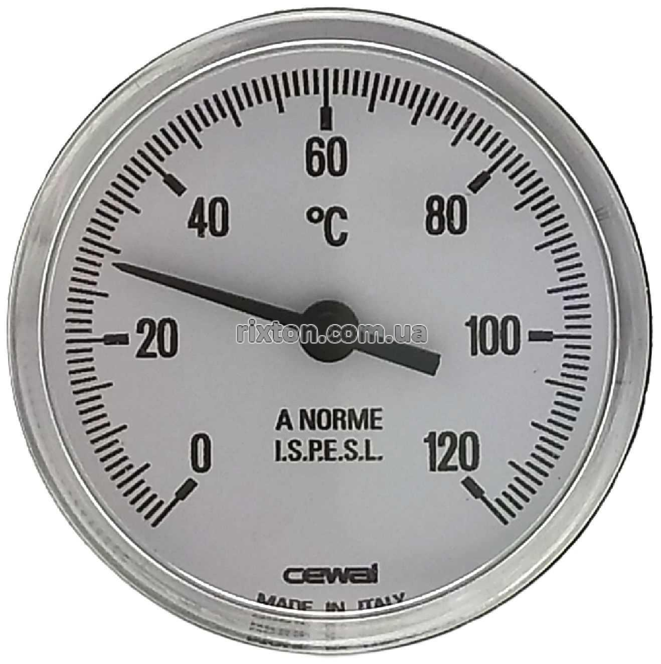 Термометр біметалічний аксіальний Cewal PST 63 P (Ø63 0/120°С L-50 мм)