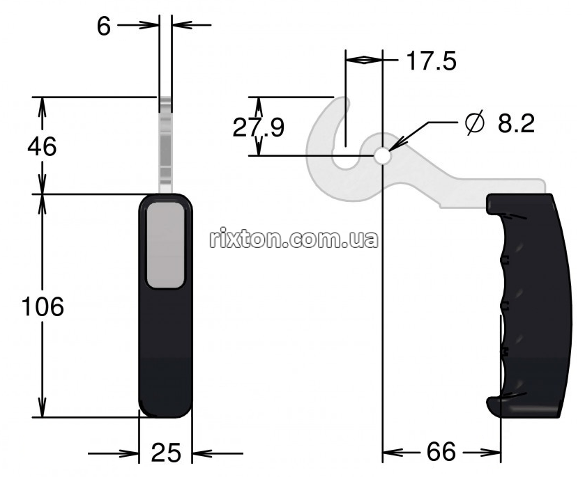Ручка-крючок для твердотопливного котла типа Defro большая (PL) (UCH03/B)