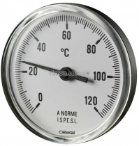 Термометр биметаллический аксиальный Cewal PST 63 P (Ø63 0/120°С L-50 мм)