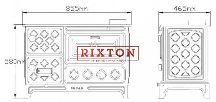 Камин плита чугунный Sabah S12C с варочной поверхностью и духовкой