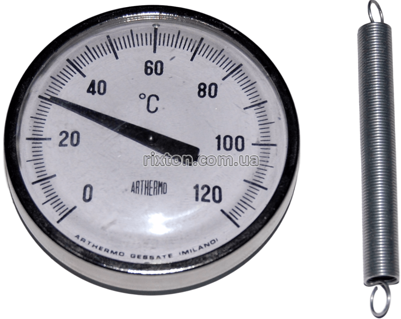 Термометр биметаллический накладной Arthermo AR-TUB 63 (Ø63 мм, 0-120°С) с пружинкой