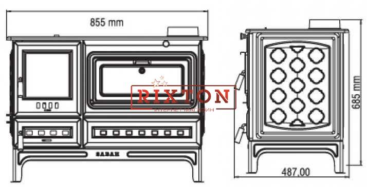 Камин плита чугунный Sabah S11-UC с варочной поверхностью и духовкой