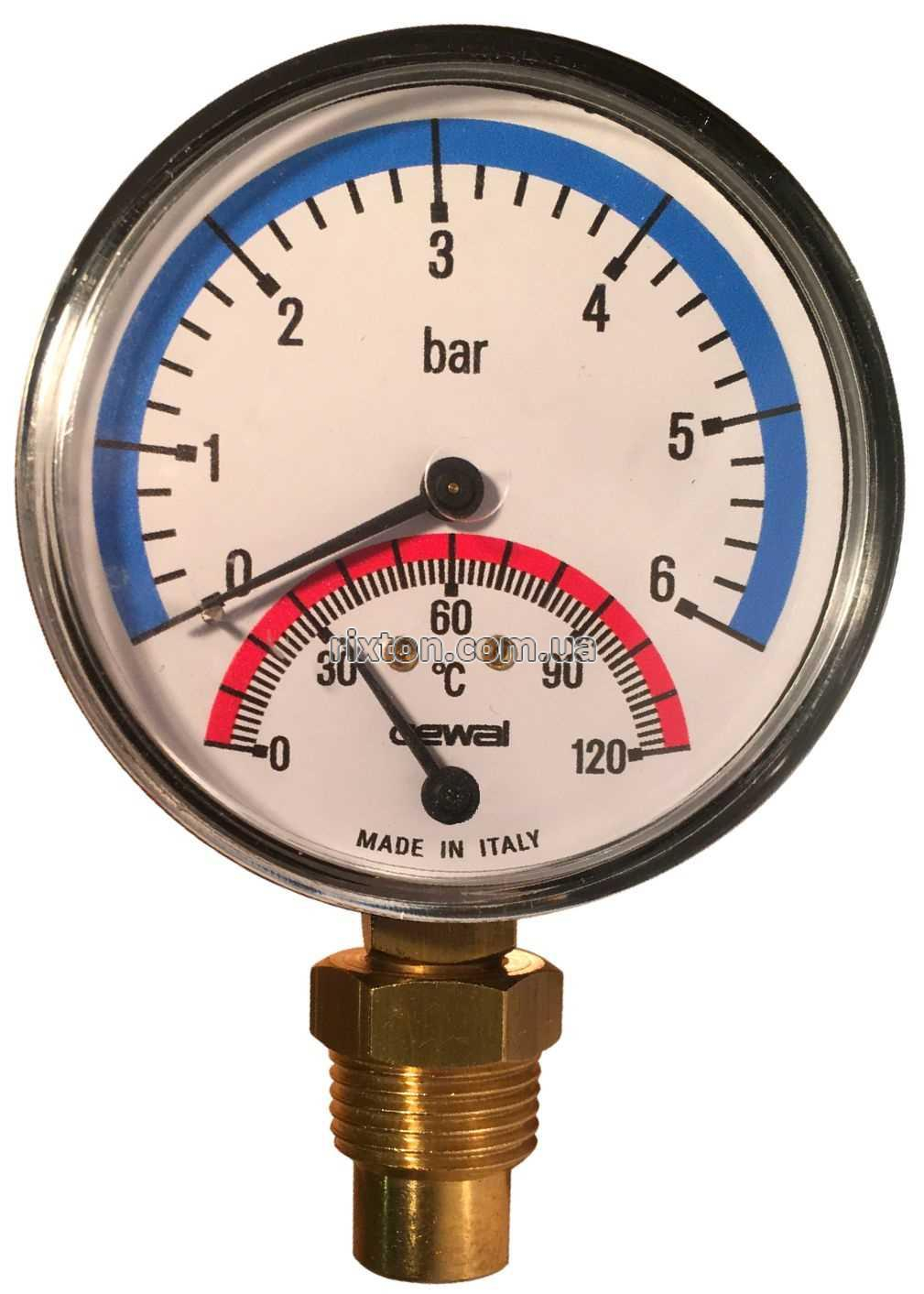Термоманометр радиальный Cewal TRR 80 VI (0-6Bar 0-120°C)