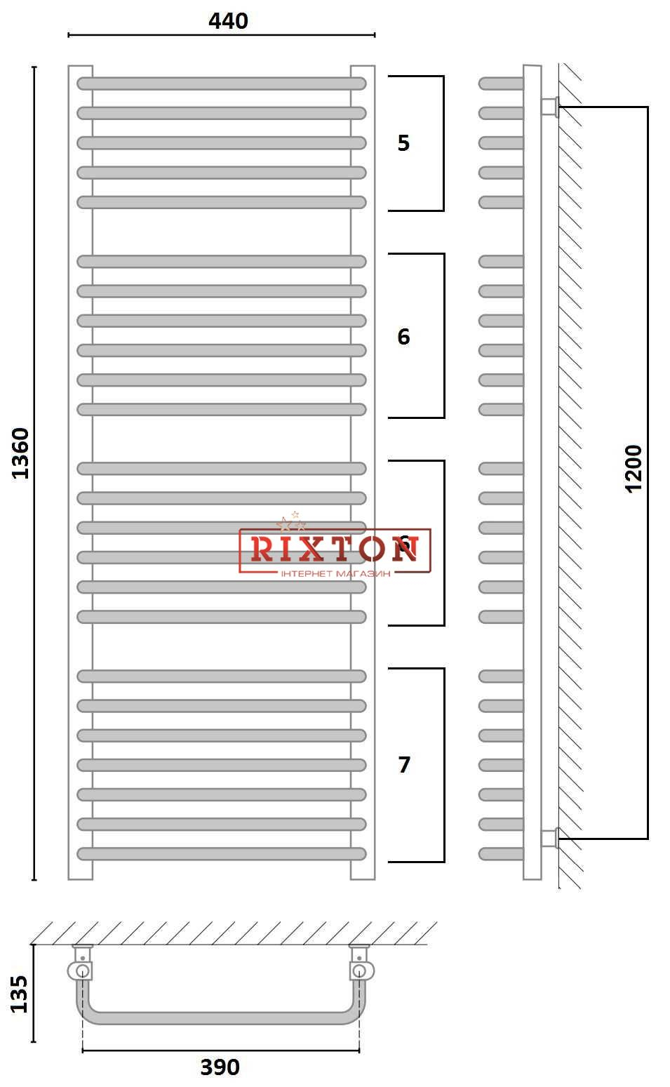 Полотенцесушитель Gorgiel Europa AE 136/44 (24 ребра)