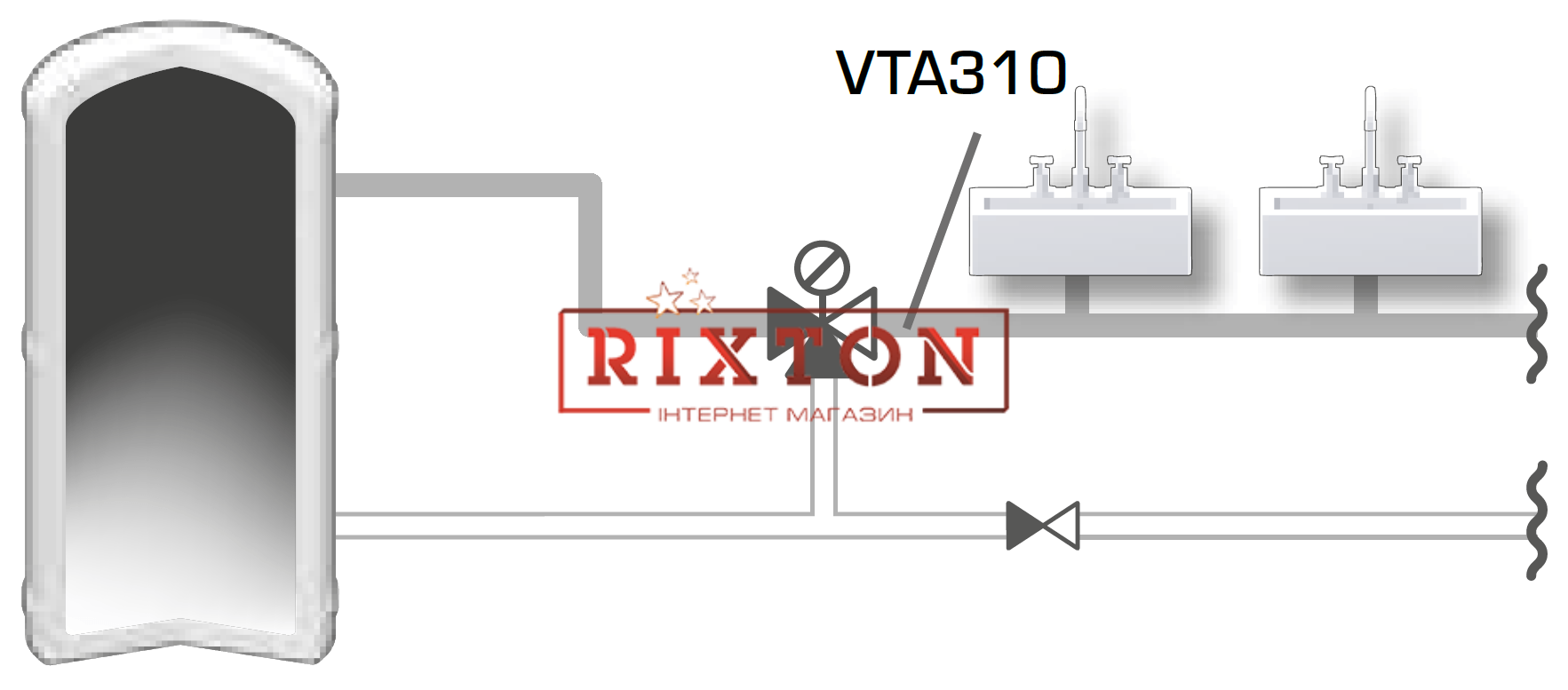 Трехходовой смесительный клапан Esbe VTA 312 35-60°C DN15 1/2