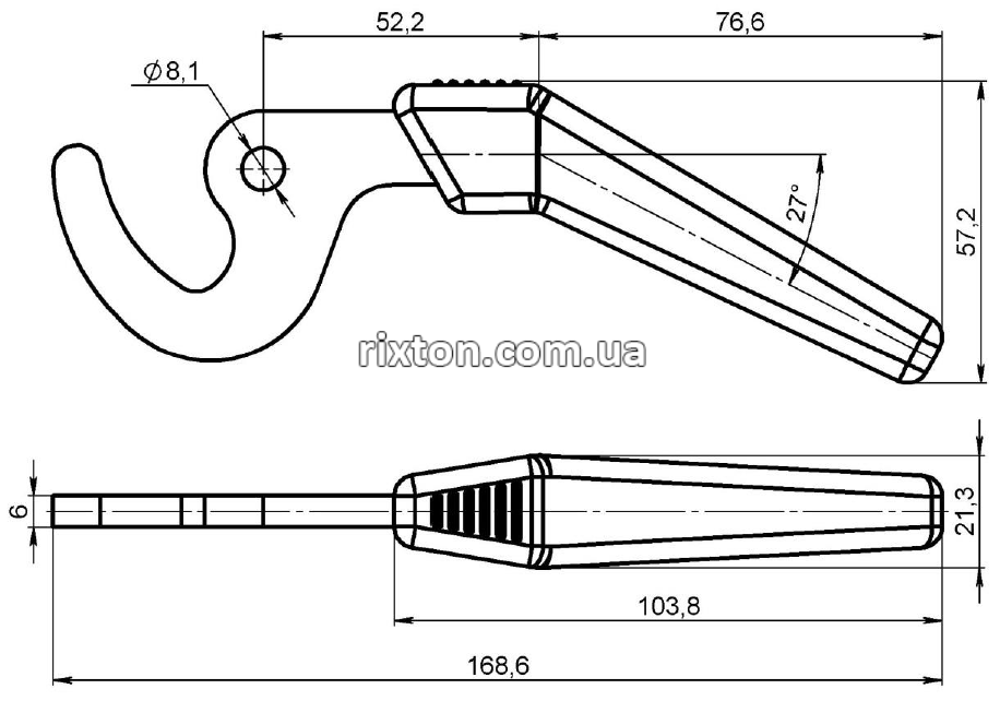Ручка-крючок для твердотопливного котла длинная (PL, 6мм)