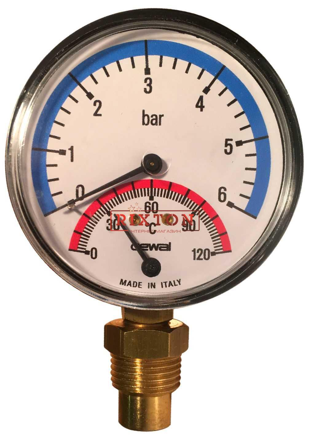 Термоманометр радіальний Cewal TRR 80 VI (0-6Bar 0-120°C)