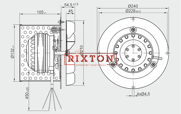 Витяжний вентилятор MplusM R2E 210-AB34-05 (EBM)