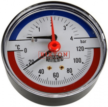 Термоманометр аксіальний Arthermo TI003 (Ø80мм 0-4Bar 0-120°C)